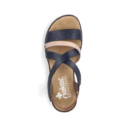 Clearance Women'S Wedge Sandals Navy Blue Ladies Heeled Shoes