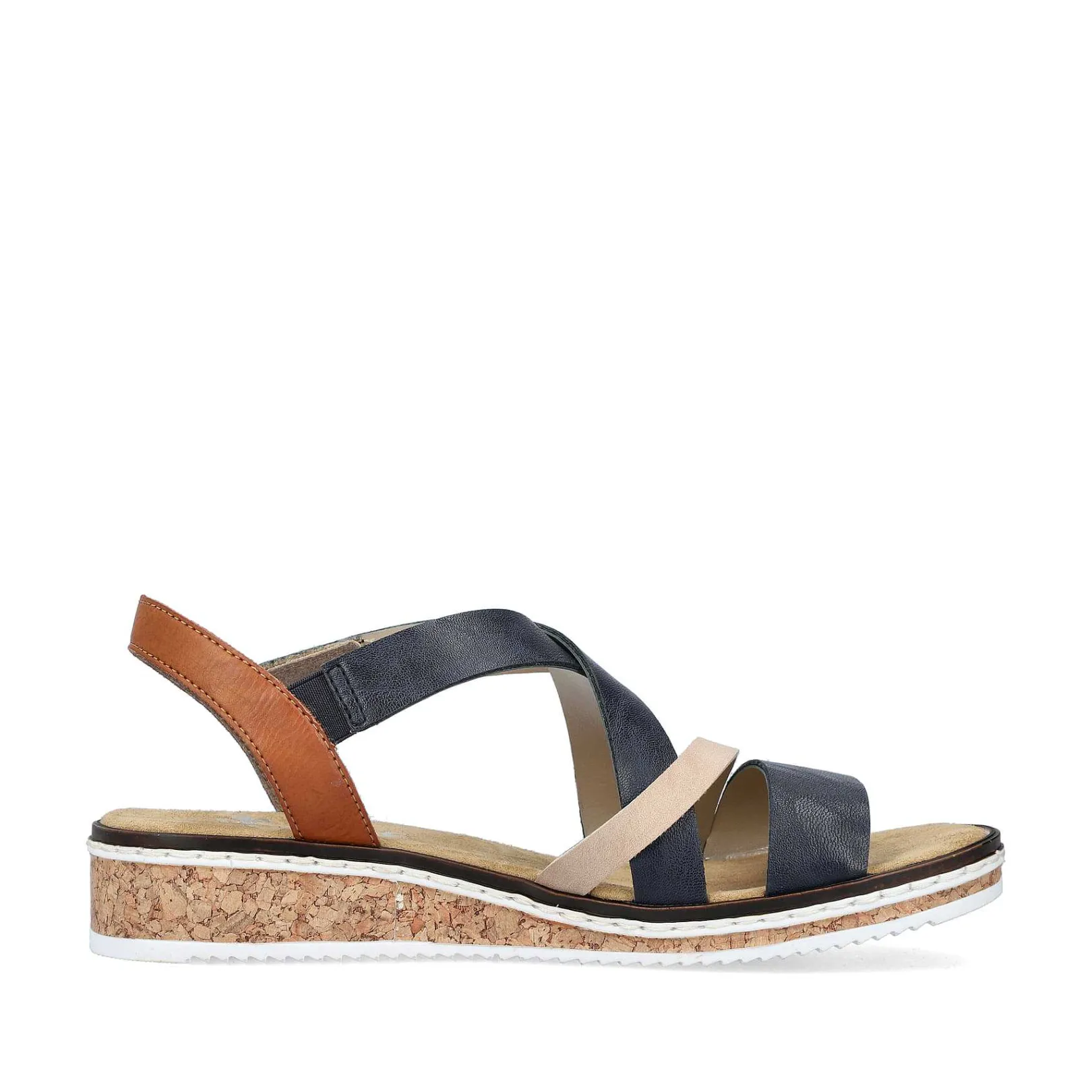 Clearance Women'S Wedge Sandals Navy Blue Ladies Heeled Shoes