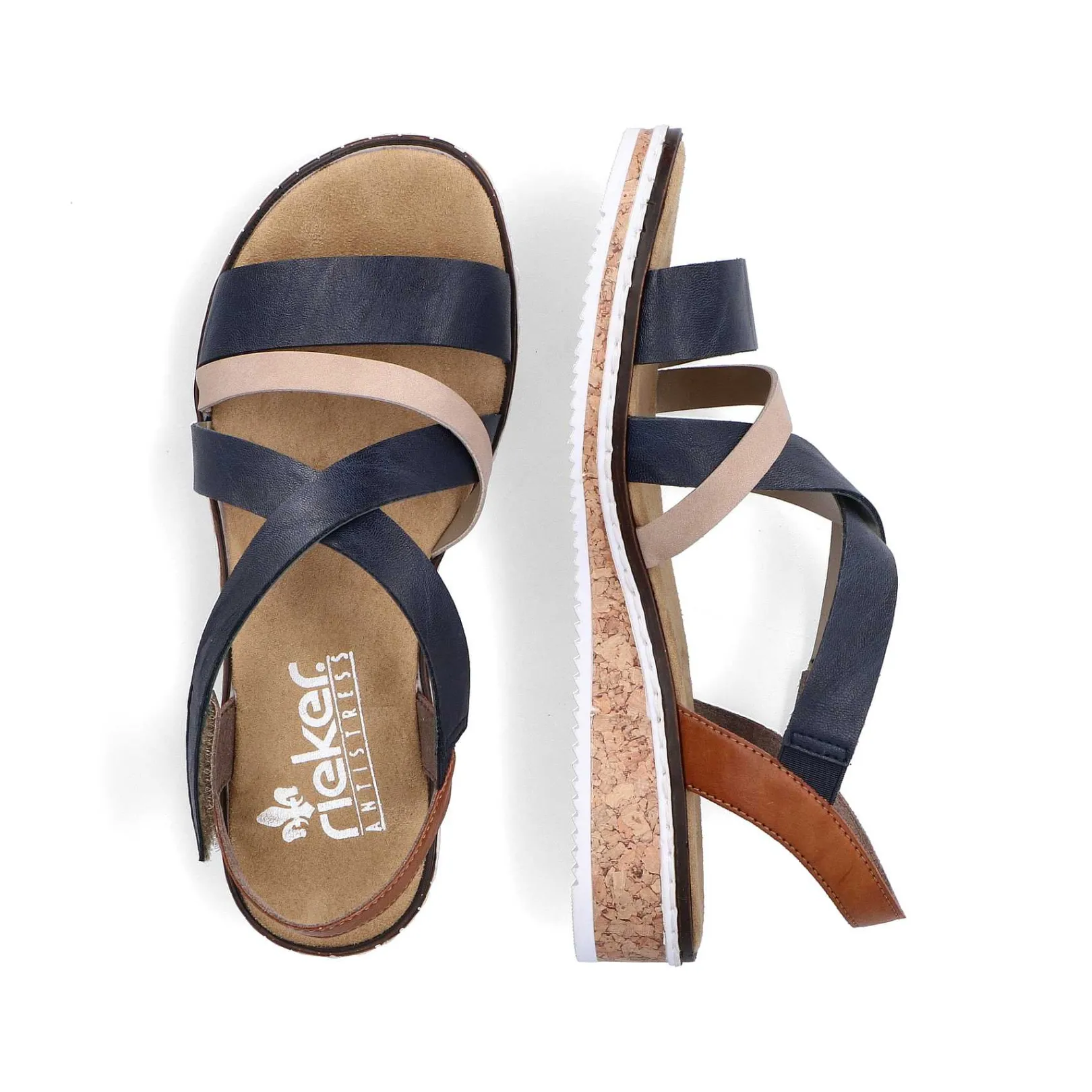 Clearance Women'S Wedge Sandals Navy Blue Ladies Heeled Shoes