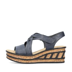 Clearance Women'S Wedge Sandals Slate Blue Ladies Heeled Shoes