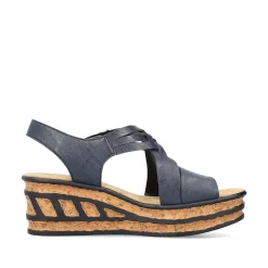 Clearance Women'S Wedge Sandals Slate Blue Ladies Heeled Shoes