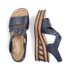 Clearance Women'S Wedge Sandals Slate Blue Ladies Heeled Shoes
