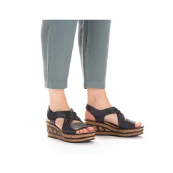 Clearance Women'S Wedge Sandals Slate Blue Ladies Heeled Shoes