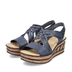 Clearance Women'S Wedge Sandals Slate Blue Ladies Heeled Shoes