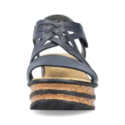 Clearance Women'S Wedge Sandals Slate Blue Ladies Heeled Shoes