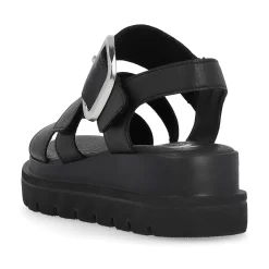 Women'S Wedge Sandals Midnight Black Ladies Heeled Shoes