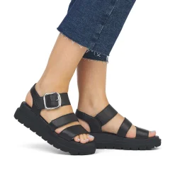 Women'S Wedge Sandals Midnight Black Ladies Heeled Shoes
