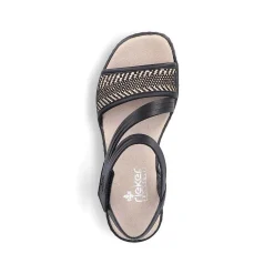 Sale Women'S Wedge Sandals Asphalt Black Ladies Heeled Shoes
