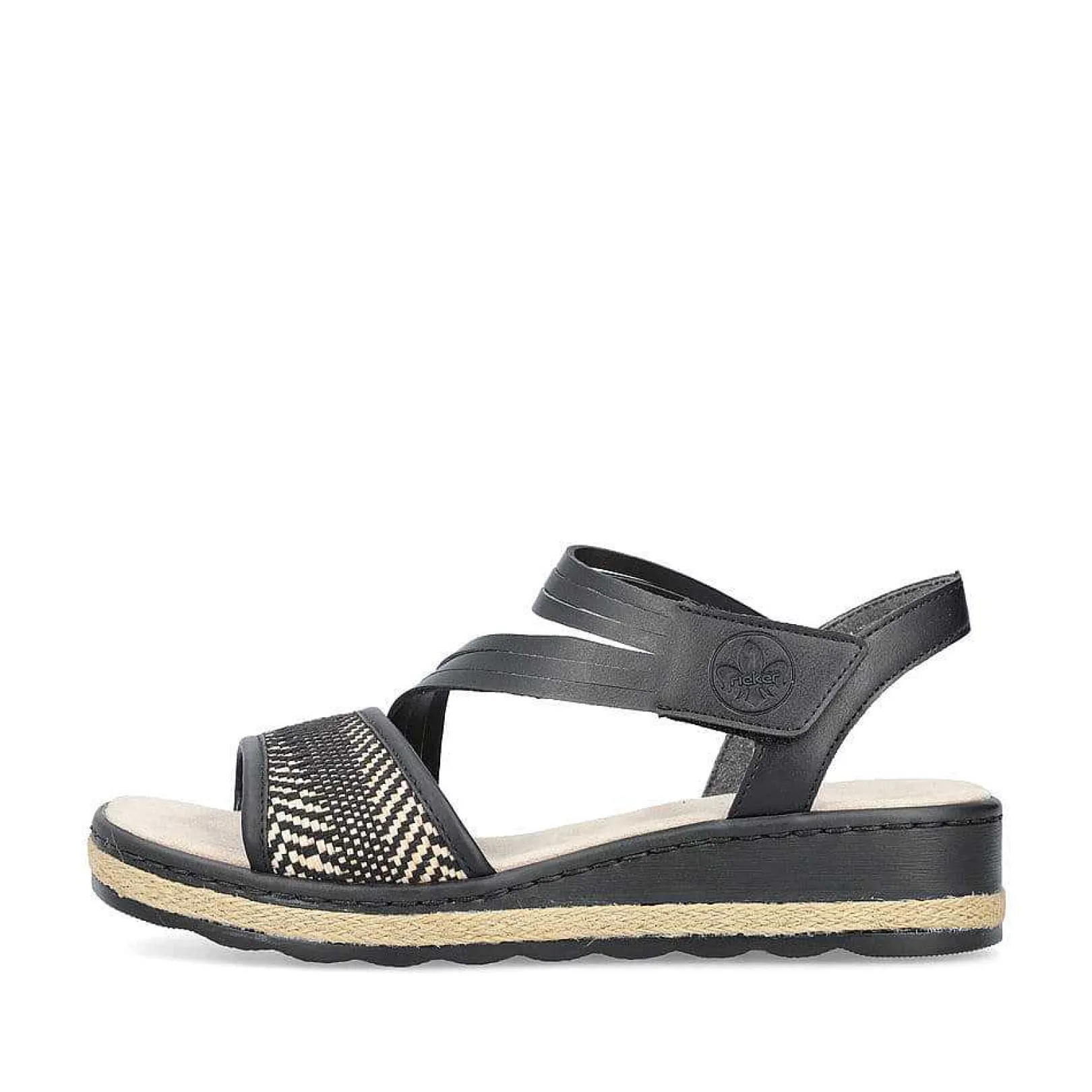 Sale Women'S Wedge Sandals Asphalt Black Ladies Heeled Shoes