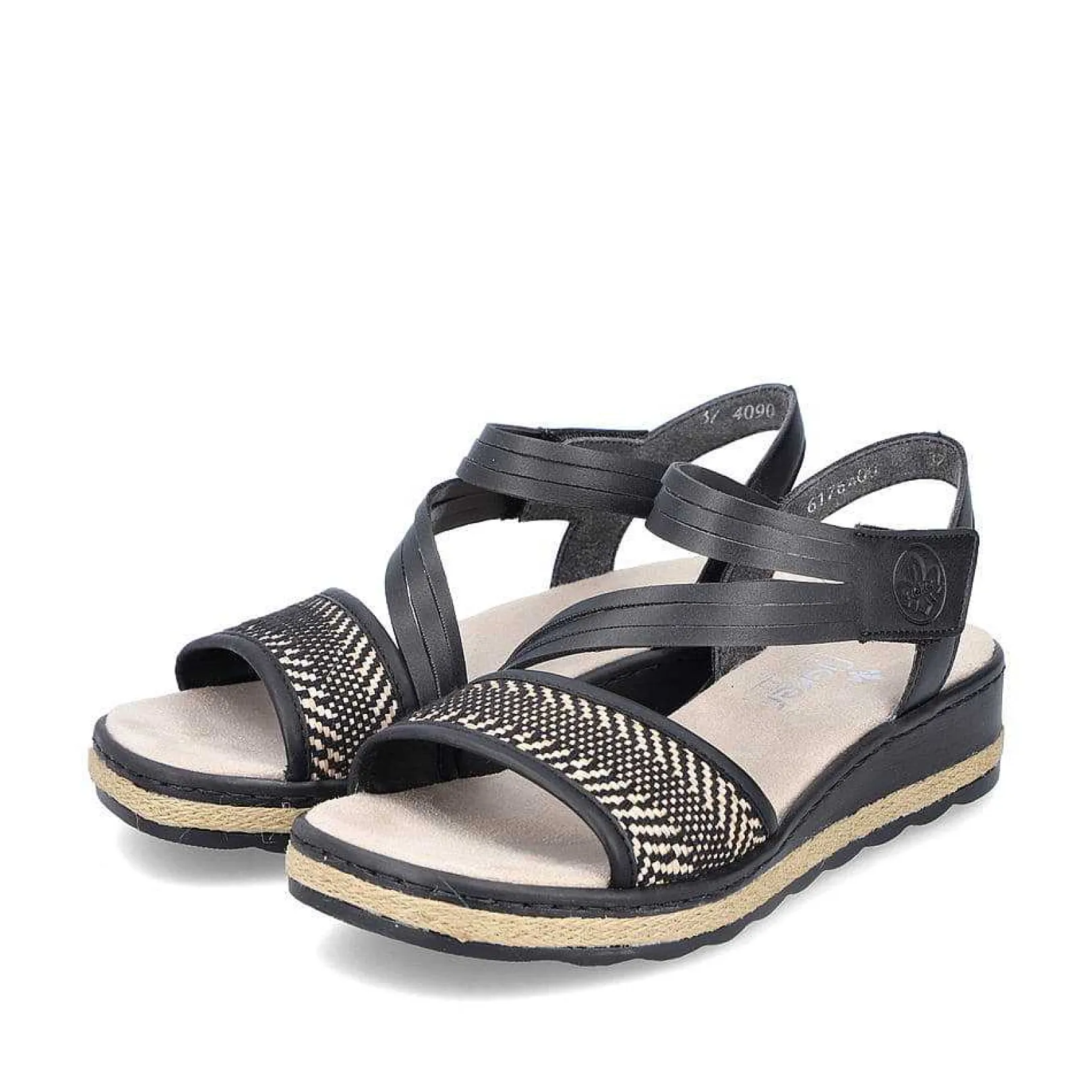 Sale Women'S Wedge Sandals Asphalt Black Ladies Heeled Shoes