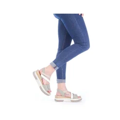 Outlet Women'S Wedge Sandals Mint Green-White-Beige Ladies Heeled Shoes