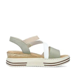 Outlet Women'S Wedge Sandals Mint Green-White-Beige Ladies Heeled Shoes