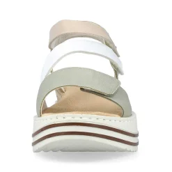Outlet Women'S Wedge Sandals Mint Green-White-Beige Ladies Heeled Shoes