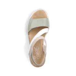 Outlet Women'S Wedge Sandals Mint Green-White-Beige Ladies Heeled Shoes
