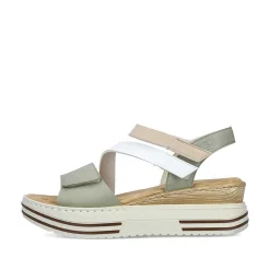 Outlet Women'S Wedge Sandals Mint Green-White-Beige Ladies Heeled Shoes