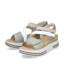 Outlet Women'S Wedge Sandals Mint Green-White-Beige Ladies Heeled Shoes