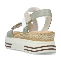 Outlet Women'S Wedge Sandals Mint Green-White-Beige Ladies Heeled Shoes