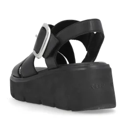Clearance Women'S Wedge Sandals Noir Ladies Heeled Shoes