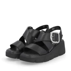Clearance Women'S Wedge Sandals Noir Ladies Heeled Shoes