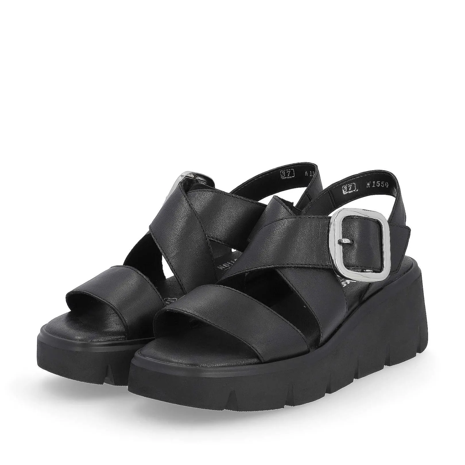 Clearance Women'S Wedge Sandals Noir Ladies Heeled Shoes