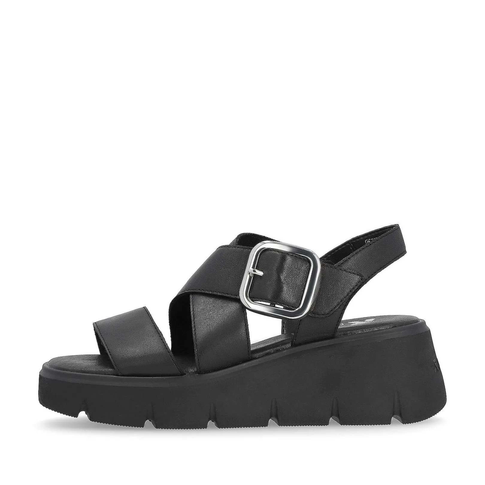 Clearance Women'S Wedge Sandals Noir Ladies Heeled Shoes