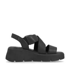Clearance Women'S Wedge Sandals Noir Ladies Heeled Shoes