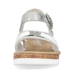 Sale Women'S Wedge Sandals Silver-Platinum-Metallic Ladies Heeled Shoes