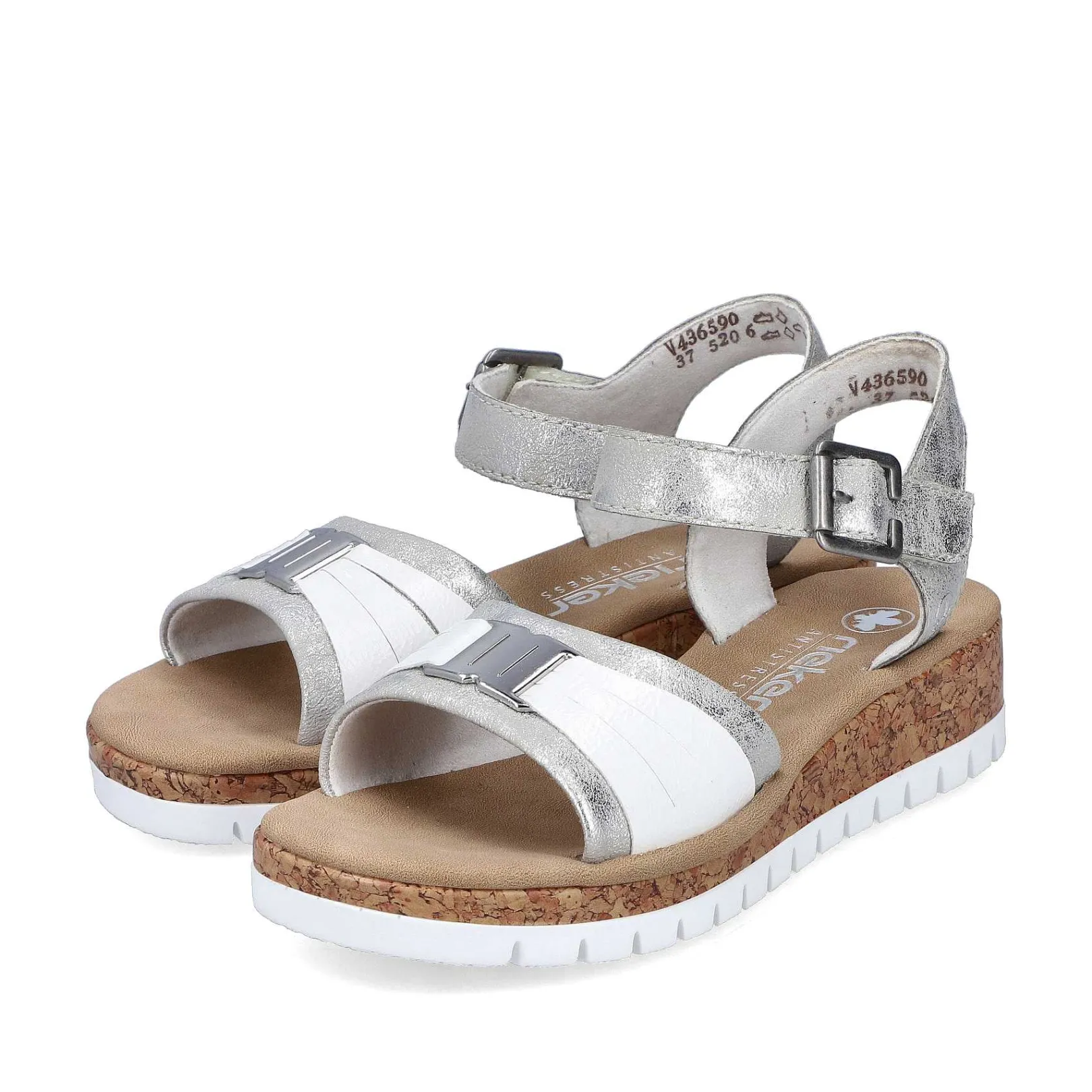 Sale Women'S Wedge Sandals Silver-Platinum-Metallic Ladies Heeled Shoes