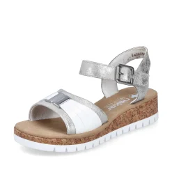 Sale Women'S Wedge Sandals Silver-Platinum-Metallic Ladies Heeled Shoes