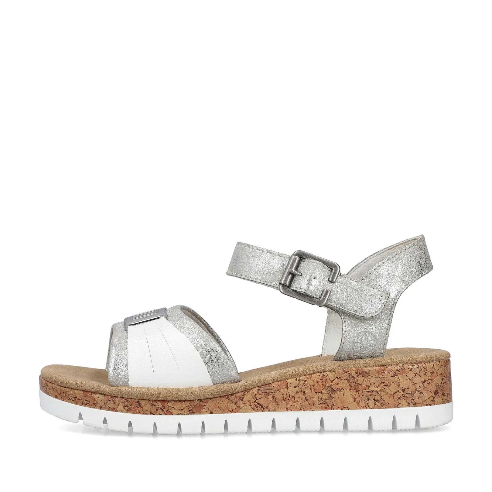 Sale Women'S Wedge Sandals Silver-Platinum-Metallic Ladies Heeled Shoes