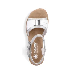 Sale Women'S Wedge Sandals Silver-Platinum-Metallic Ladies Heeled Shoes