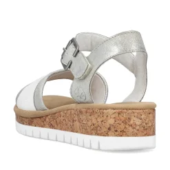 Sale Women'S Wedge Sandals Silver-Platinum-Metallic Ladies Heeled Shoes