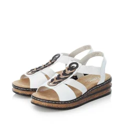 Hot Women'S Wedge Sandals Pure White Ladies Heeled Shoes