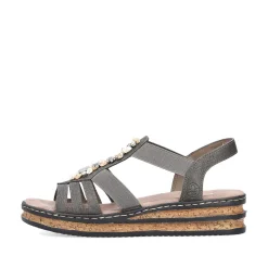 Hot Women'S Wedge Sandals Brown Gray Ladies Heeled Shoes