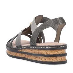 Hot Women'S Wedge Sandals Brown Gray Ladies Heeled Shoes