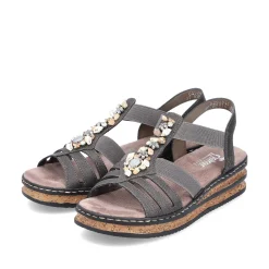Hot Women'S Wedge Sandals Brown Gray Ladies Heeled Shoes