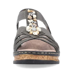 Hot Women'S Wedge Sandals Brown Gray Ladies Heeled Shoes