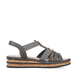 Hot Women'S Wedge Sandals Brown Gray Ladies Heeled Shoes