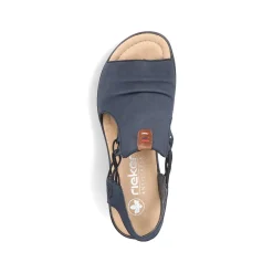 Women'S Wedge Sandals Steel Blue Ladies Heeled Shoes