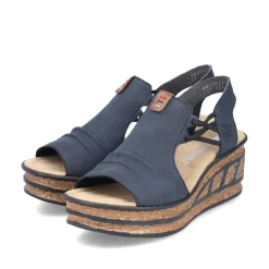 Women'S Wedge Sandals Steel Blue Ladies Heeled Shoes