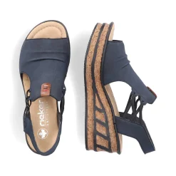 Women'S Wedge Sandals Steel Blue Ladies Heeled Shoes