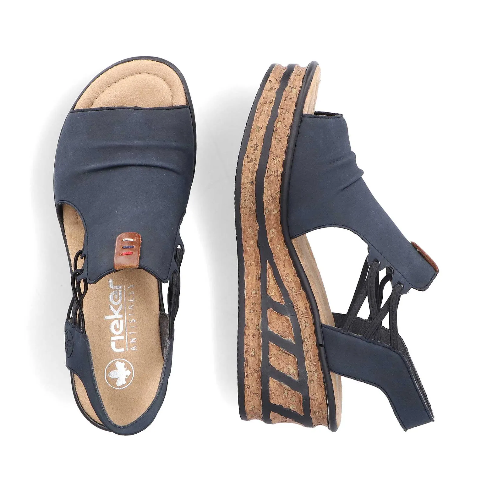 Women'S Wedge Sandals Steel Blue Ladies Heeled Shoes