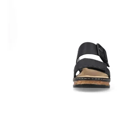 New Women'S Wedge Sandals Jet Black Ladies Heeled Shoes