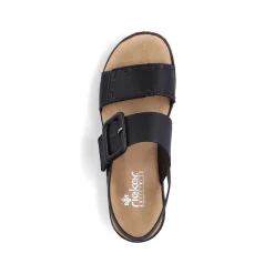 New Women'S Wedge Sandals Jet Black Ladies Heeled Shoes