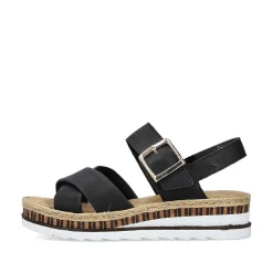 New Women'S Wedge Sandals Graphite Black Ladies Heeled Shoes
