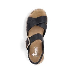 New Women'S Wedge Sandals Graphite Black Ladies Heeled Shoes