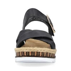 New Women'S Wedge Sandals Graphite Black Ladies Heeled Shoes