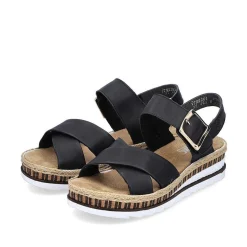 New Women'S Wedge Sandals Graphite Black Ladies Heeled Shoes