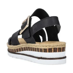 New Women'S Wedge Sandals Graphite Black Ladies Heeled Shoes