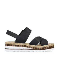 New Women'S Wedge Sandals Graphite Black Ladies Heeled Shoes